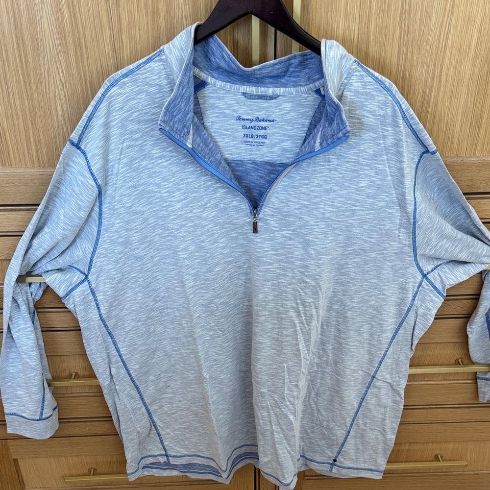 Tommy Bahama Heathered Light Blue Half-Zip Pullover